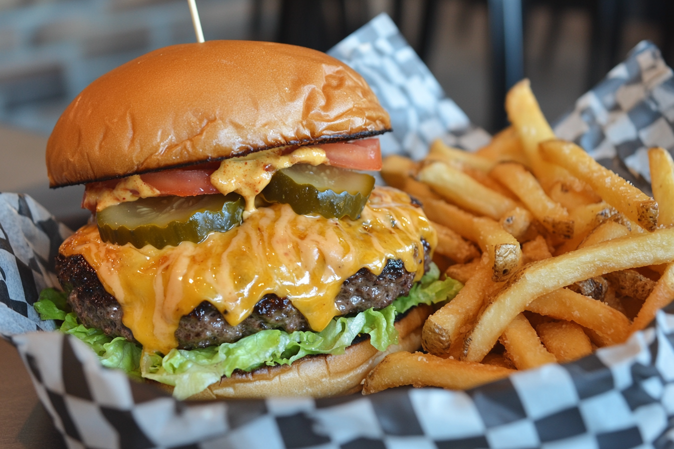 Zapiekanka cheeseburger z frytkami