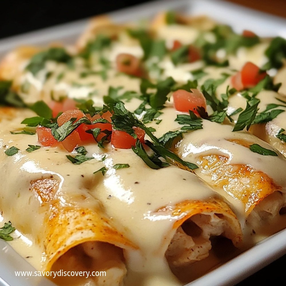 Enchiladas z kurczaka w białym sosie śmietanowym
