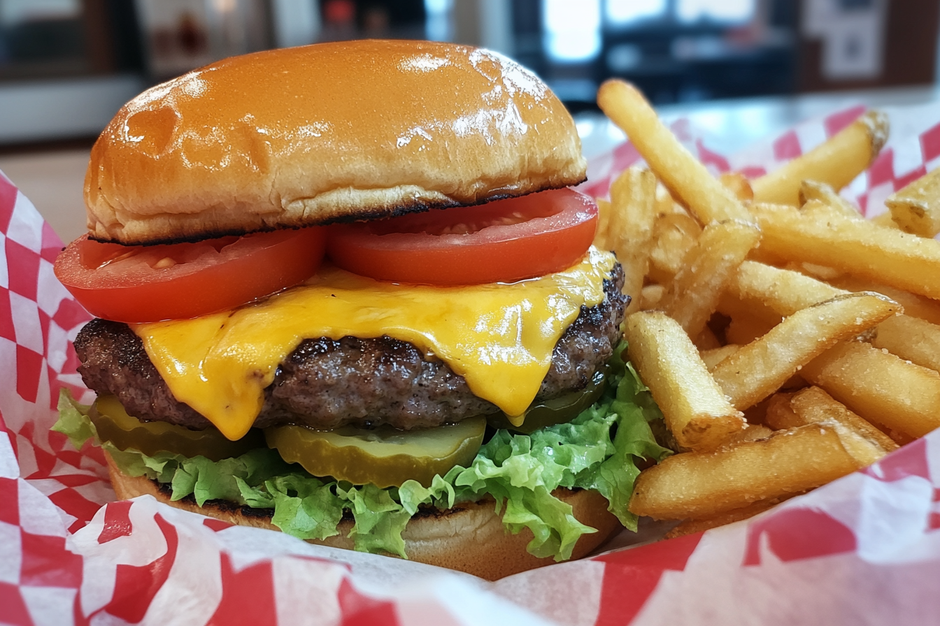Zapiekanka cheeseburger z frytkami