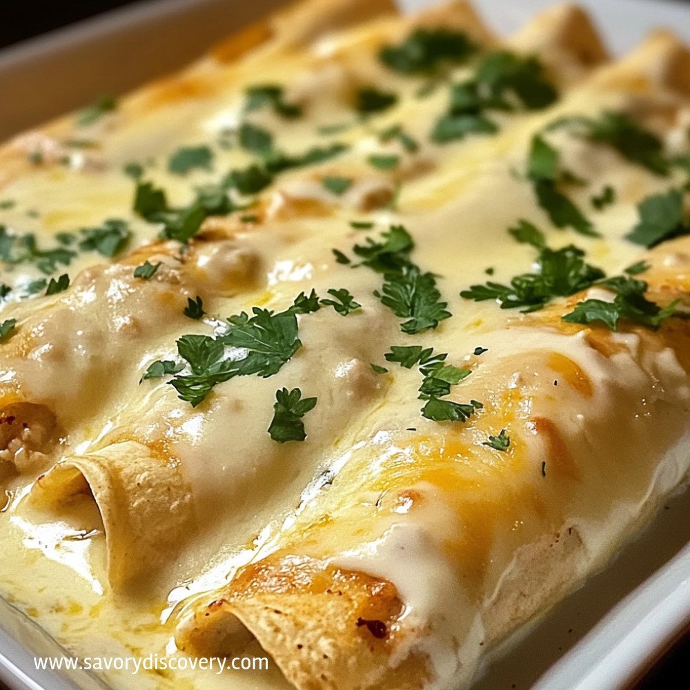 Enchiladas z kurczaka w białym sosie śmietanowym