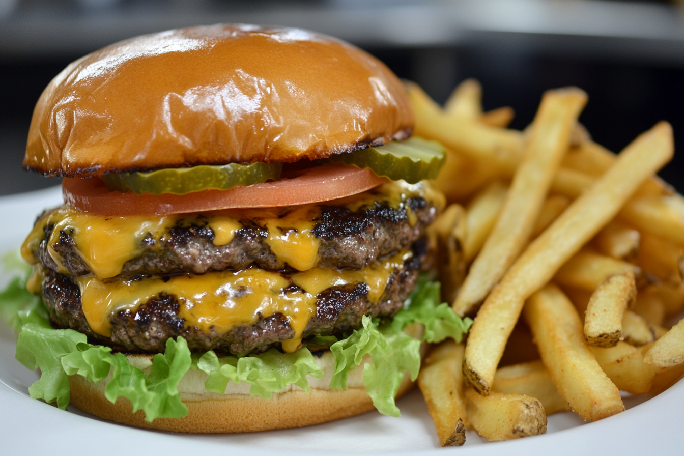 Zapiekanka cheeseburger z frytkami