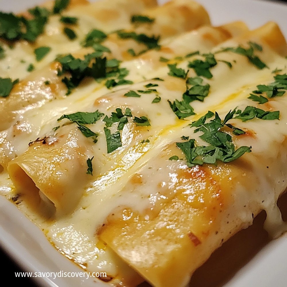 Enchiladas z kurczaka w białym sosie śmietanowym