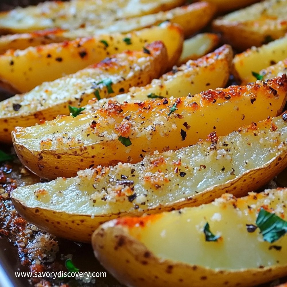 Pieczeni Ziemniaki Czosnkowo-Parmezanowe - Przepis