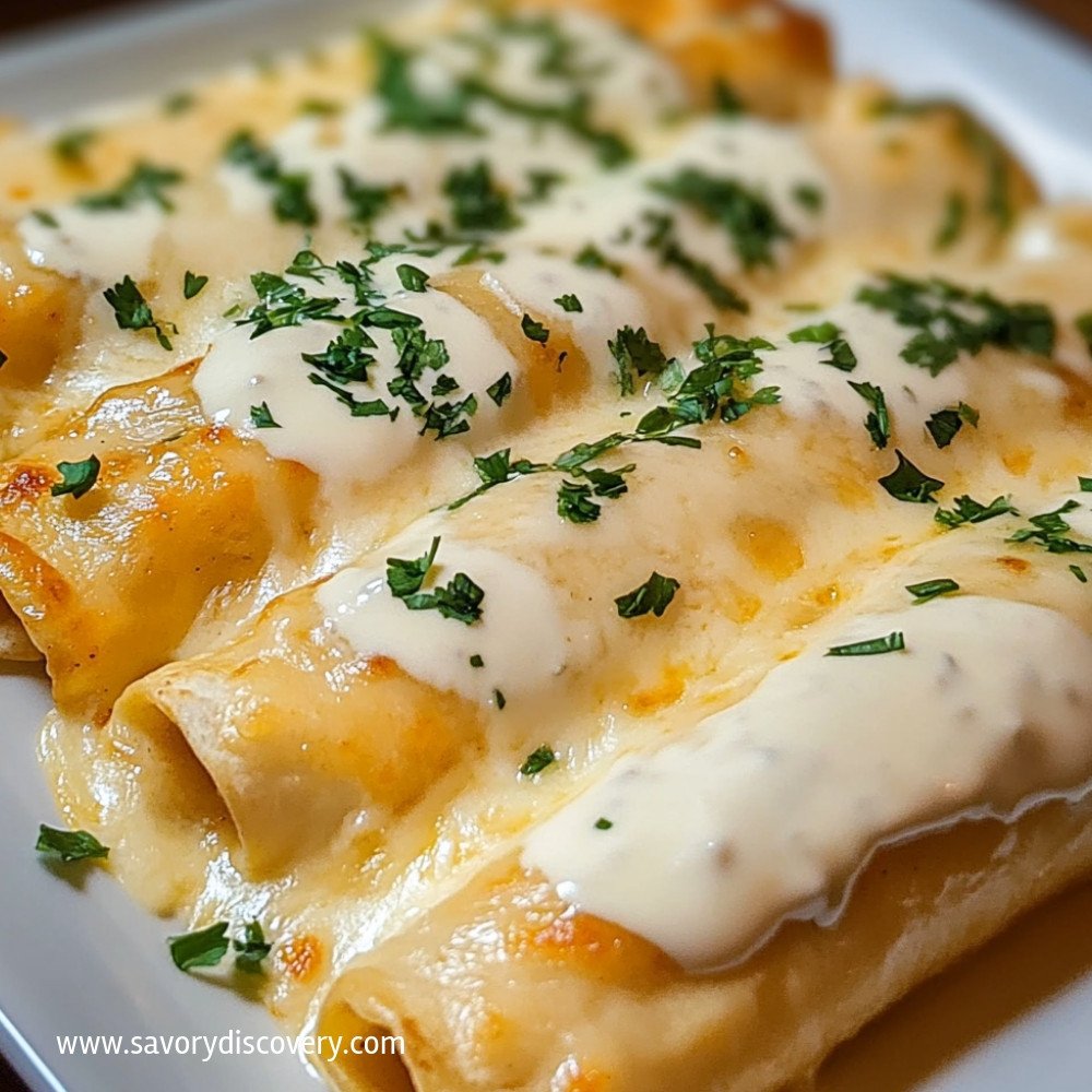 Enchiladas z kurczaka w białym sosie śmietanowym