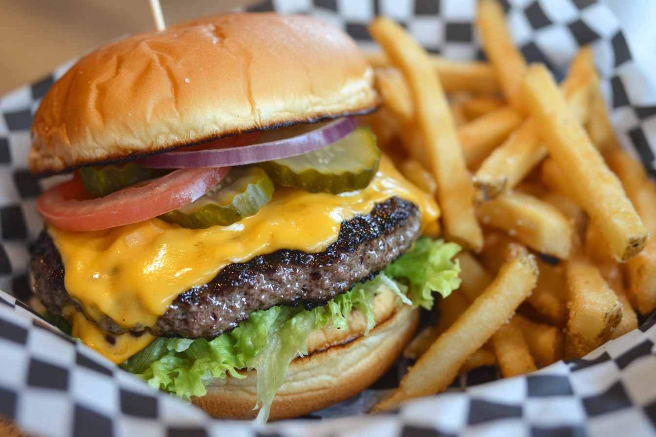 Zapiekanka cheeseburger z frytkami